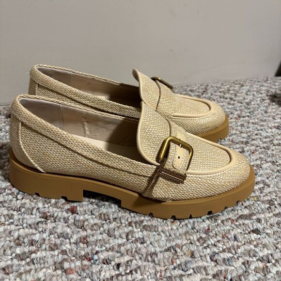 Dolce Vita- Ericka Raffia Buckle Loafer Tan Loafers, Size 8.5 - Picture 3 of 8